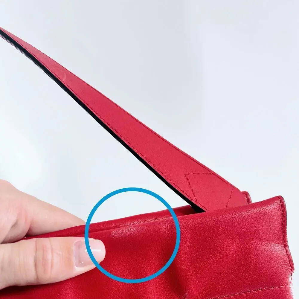 Givenchy Red Leather Shoulder Hand Bag Purse - Picture 7 of 10